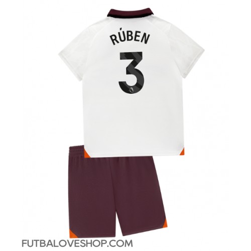 Dres Manchester City Ruben Dias #3 Preč pre deti 2023-24 Krátky Rukáv (+ trenírky)
